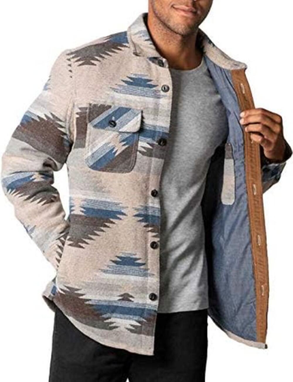 Men's Medium Jachs Outdoor Coat Sherpa Lined Fleece Shacket Jacket South Western